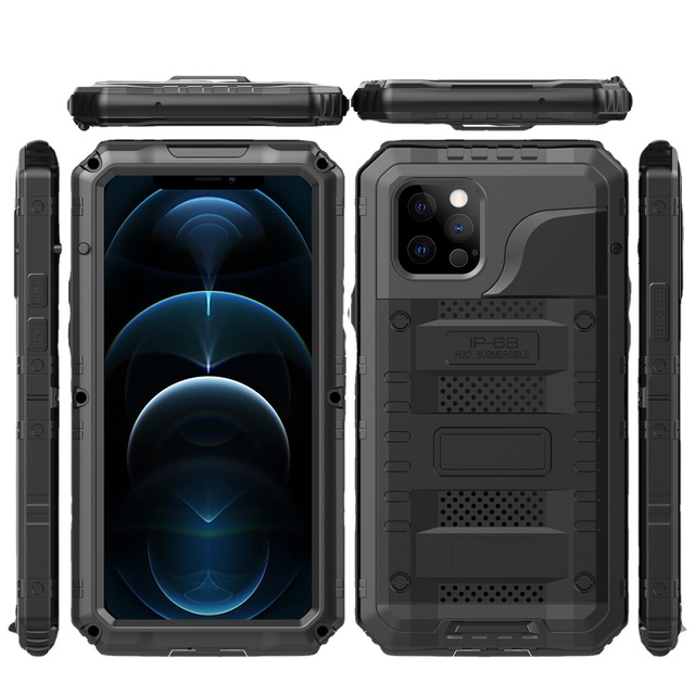 For iPhone 15 Pro Waterproof Aluminum Mobile Phone Case, Shockproof PC Metal Phone Cover for iPhone 15