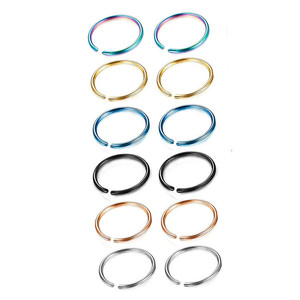 Anneaux de nez et boucles d'oreilles minimalistes en acier inoxydable, bijoux géométriques ronds pour usage quotidien, pour piercing - Product Image 4