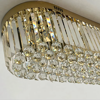 Lustre rectangulaire moderne en cristal pour salon et salle à manger, luminaires en boules de cristal, plafonnier dimmable, lustres de luxe