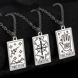 Mode <span class=keywords><strong>Tarot</strong></span> Kaarten Charms Ketting De Astrologie <span class=keywords><strong>Tarot</strong></span> Sieraden Vrouwen Rvs Sieraden Amulet Paar Ketting - Product Image 1
