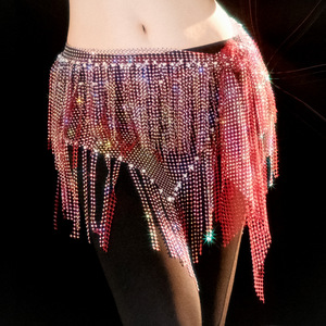 Multistrato Hotfix con strass in vita e sciarpa alla moda Sexy per spettacoli di danza da Club Plus Size - Product Image 3
