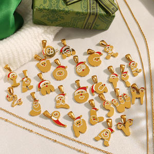 Exquis luxe fait à la main bricolage série de noël Fine pendentif à breloque en acier inoxydable lettres pendentif accessoires bijoux de mode - Product Image 1