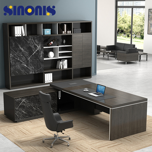 Sinonis Modern Luxury Wooden Extendable Executive Office Desk Matching Bookshelf-One-stop Office Furniture Solution Manager - Product Image 6