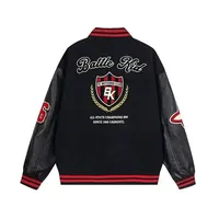 Blouson Américain Décontracté Automne-Hiver pour Couple, Style Baseball, Couleurs Contrastées, Broderie Lettres, en Toile pour Hommes et Femmes