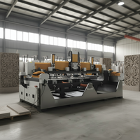 Máquina de Grabado en Piedra CNC de 4 Cabezas JK-0510s-4, Controlada por PLC, Motor de Husillo Refrigerado por Agua de 5.5kW*4, Alta Rigidez