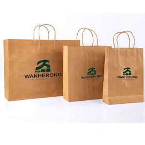 Bolsas de Papel Kraft Personalizadas para Compras Navideñas, Bolsas de Papel Kraft para Regalos de Boda, Ropa, Alimentos, con Asas - Product Image 5
