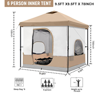 Tente de camping pour 6 personnes avec tente intérieure de camping, se transforme en tente à pieds droits, auvent pop-up en tente de camping avec toit entièrement ventilé