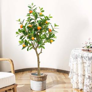 ต้นส้มประดิษฐ์พร้อมผลไม้รสเปรี้ยวสำหรับตกแต่งในร่มสำนักงานกลางแจ้งสวนจำลองต้นส้มเขียวหวาน4FT ปลูกบอนไซ - Product Image 1