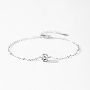 S925 Sterling Silver Round Cut Zirconia Simple Square Chain <b>Bracelet</b>, Exclusive for Women Customizable copper version - Product Image 3
