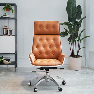 Lysun Modern <b>High</b> <b>Back</b> <b>Office</b> <b>Chair</b> Factory Direct Sale PU Leather- Walnut Finish Lift Mesh <b>Chair</b> Metal Frame - Product Image 3