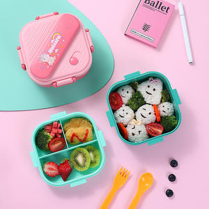 Dual-Tier Microwave Heatable Children's <strong>Lunch</strong> <strong>Box</strong> with Cartoon Character Embroidery Plastic Lid for Students - Product Image 5