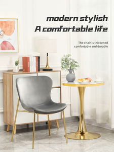 Mobilier de salle à manger Restaurant Design moderne Chaises de salle à manger en velours rembourrées en tissu doux avec pieds enduits de poudre - Product Image 6