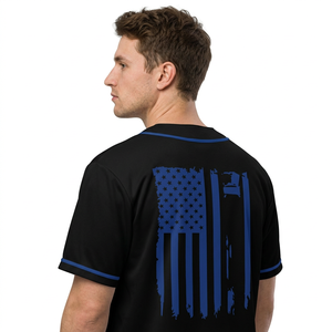 Camiseta Deportiva Personalizada de Béisbol Negra con Botones, Manga Corta, Ropa Deportiva de Equipo, Impresión por Transferencia de Calor, Unisex - Product Image 5