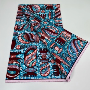 Tissu imprimé en wax africain GRAND Wax Dutch en coton biologique 100% de 6 yards, idéal pour la confection de vêtements et de chemises tissées - Vente en gros - Product Image 1