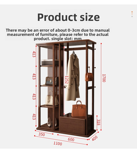 <span class=keywords><strong>Porte</strong></span>-<span class=keywords><strong>manteau</strong></span> autoportant moderne pour le salon, miroir intégral et cintre rotatif en <span class=keywords><strong>bois</strong></span> massif - Product Image 5