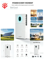 Système de stockage d'énergie solaire tout-en-un 12 kW 32 kWh LiFePO4 avec onduleur hybride double MPPT, UPS, surveillance Wi-Fi et onde sinusoïdale pure pour la maison