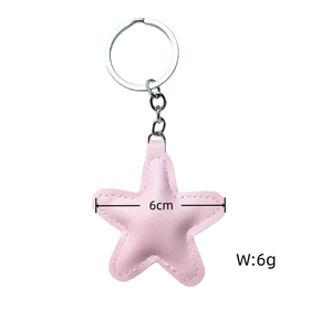 Ventes en gros de porte-clés en cuir PU pas cher, idées de porte-clés mignons, porte-clés à pompon en stock, porte-clés en cuir en forme d'étoile - Product Image 2