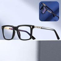 Gafas de Sol Cuadradas con Montura de Metal TR90 de Alta Gama para Hombre, Lentes Transparentes con Filtro de Luz Azul, Montura Óptica Personalizada para Miopía 93517