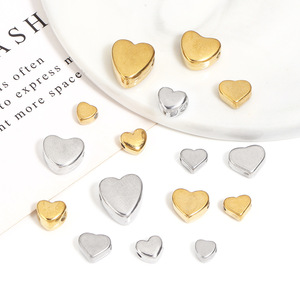 Cuentas espaciadoras en forma de corazón de acero inoxidable, chapadas en oro y plata, para la fabricación de pulseras, accesorios de joyería DIY - Product Image 3
