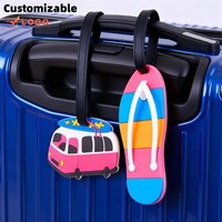Étiquettes de bagages en PVC personnalisées avec logo, en caoutchouc souple 3D, motif avion de dessin animé, pour voyages, vente en gros