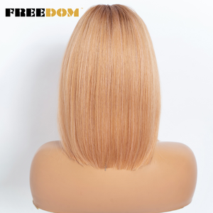 <span class=keywords><strong>Parrucca</strong></span> Sintetica FREEDOM da 12 Pollici per <span class=keywords><strong>Donna</strong></span>, Bob Corto con Pizzo Trasparente, Pre-Piumata e Pre-Tagliata, Remy Bianca Rosa Arancione per Cosplay - Product Image 5