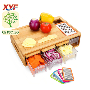 Set di Taglieri in Legno di Bambù Multifunzione Antibatterico con Cassetto, Vendita Diretta dalla Fabbrica, per Uso Domestico - Product Image 1