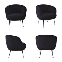 Fauteuil moderne noir en sherpa rembourré CARLFORD, chaise de loisirs douce et durable pour la maison, le bureau, le salon, la chambre à coucher, l'appartement