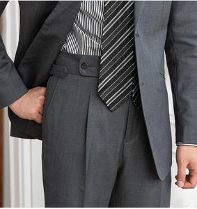 Итальянский мужской серый деловой костюм-двойка: дышащий, плиссированный, шерстяной, высококачественный, ретро, приталенный, модный - Product Image 2