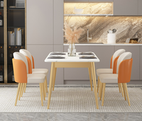 Ensemble de table et de chaises de salle à manger en marbre de luxe léger, rectangulaire, pour petit appartement