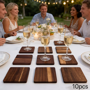 Sous-verres en bois pour gravure, isolation thermique <span class=keywords><strong>et</strong></span> antidérapants, sous-verres carrés en bois d'acacia pour bureau, sous-verres en chêne brûlé. - Product Image 4