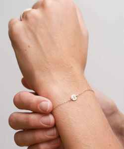 Fashion Jewelry 925 <strong>Sterling</strong> <strong>Silver</strong> Gold Plated Engraved Letter <strong>Initial</strong> Chain <strong>Bracelet</strong> - Product Image 5