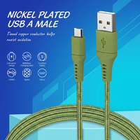 Câble USB-A vers Micro USB en nylon tressé écologique, charge rapide 2.1A, cordon de synchronisation des données pour téléphone et tablette