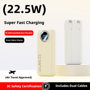Batería Externa Portátil de <span class=keywords><strong>20000mAh</strong></span> con Pantalla Digital, Carga Rápida de 22.5W, Batería de Litio-Polímero con Cables, Tendencia 2026 - Product Image 5