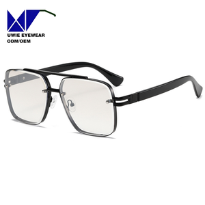Lunettes <span class=keywords><strong>de</strong></span> soleil <span class=keywords><strong>de</strong></span> luxe unisexe 2024, monture métallique, verres carrés dégradés surdimensionnés, protection UV400, monture intégrale noire - Product Image 5