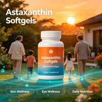 Gélules d'astaxanthine naturelle, complément alimentaire pour adultes dérivé de microalgues Haematococcus Pluvialis, >30% de substances actives