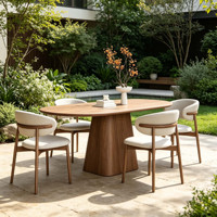 Ensemble table et chaises de salle à manger en bois massif moderne, table ovale durable pour salon, cuisine, jardin, fabricant de meubles pour la maison