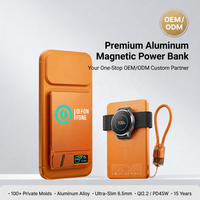 QSF Power Bank Magnétique 3-en-1 5000mAh 10000mAh, Chargeur Portable Rapide 15W Sans Fil 22.5W PD avec Écran LED et Câble OEM