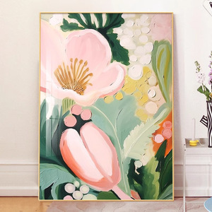 Pintura abstracta de flores sobre lienzo con marco de aleación de aluminio, arte de pared de estilo nórdico para decoración de sala de estar - Product Image 3