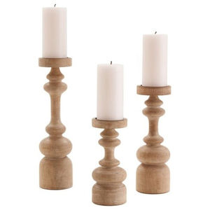 Portavelas de pilar de madera y Metal natural y plateado para el hogar Navidad boda Mesa decoración centros de mesa - Product Image 5