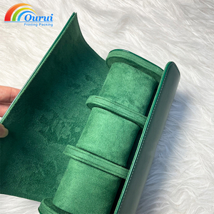 Boîte à montres de luxe verte à 3 emplacements, fabriquée directement en usine, étui de voyage portable pour montres avec logo personnalisé, boîte à montres de marque de haute qualité - Product Image 2