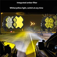 Projecteur LED tout-terrain 4 pouces 50W avec anneau halo ambre DRL 9000LM IP67, lumière de poche 4x4 pour Wrangler Bronco Tank300 ATV UTV Pickup