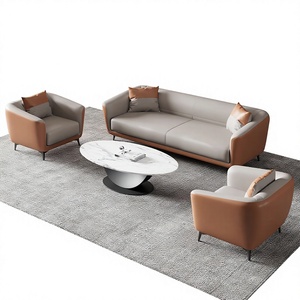 Conjunto <span class=keywords><strong>de</strong></span> Sofá <span class=keywords><strong>de</strong></span> <span class=keywords><strong>Oficina</strong></span>, Simple y Moderno, <span class=keywords><strong>de</strong></span> Cuero, para Áreas <span class=keywords><strong>de</strong></span> Recepción, Zonas <span class=keywords><strong>de</strong></span> Invitados, Salas <span class=keywords><strong>de</strong></span> Reuniones, Sofá con Mesa <span class=keywords><strong>de</strong></span> Centro - Product Image 1