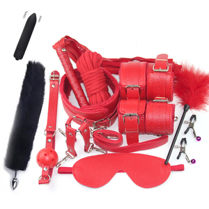 12 pièces en peluche cuir BDSM Kits Bondage ensemble esclave menottes cou collier <span class=keywords><strong>Gag</strong></span> fouet SM jouets sexuels pour femmes Couples Gay adulte - Product Image 4