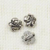 Kancing Logam Vintage Perak Berpola Bintang Poligonal 12MM hingga 18MM untuk Pakaian, Kancing Jahit Logam