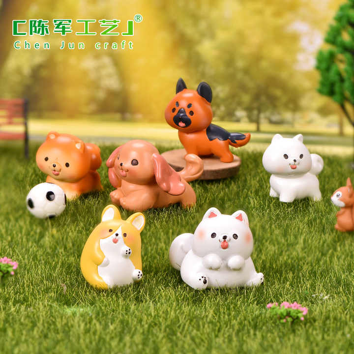Dog family landscape resin trinket bonsai meaty decoration Corgi bear Satsuma Pomerian pet dog