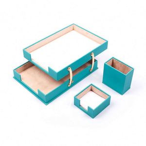 Accesorios Esenciales de Oficina, Juego de Escritorio Triple con Portalápices, Dos Estantes para Papel, Portapapeles - Product Image 3