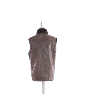 빈티지 봄 가을 다크 브라운 인조 모피 숏 베스트 - Product Image 2