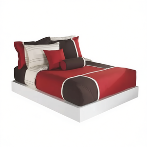 Ensemble de housse de couette Kike Queen Size, 10 pièces, rayé, literie moderne, usage domestique, polyester et coton tissé - Product Image 1