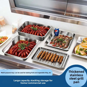 <span class=keywords><strong>Plateau</strong></span> de service rectangulaire multifonctionnel en acier inoxydable pour poissons et homards, idéal pour les restaurants en libre-service - Product Image 2