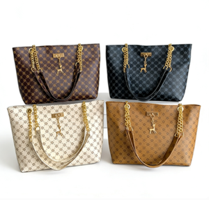 Sac fourre-tout imprimé grande capacité pour femme, nouveau modèle, élégant, avec chaîne, à porter à la main ou à l'épaule, idéal pour les trajets quotidiens - Product Image 1